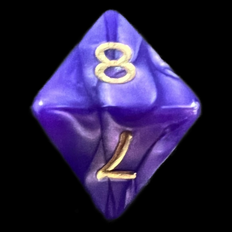 D&G Pearl Purple & Gold D8 Dice