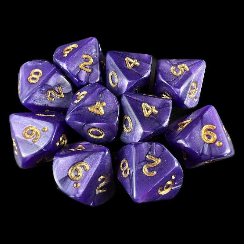 D&G Pearl Purple & Gold 10 x D10 Dice Set