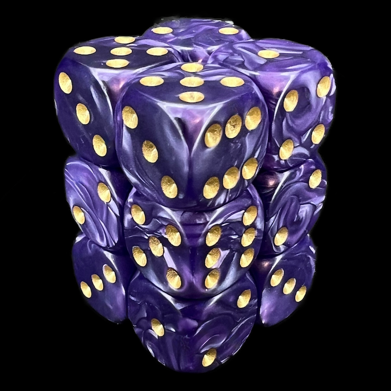 D&G Pearl Purple & Gold 12 x D6 Dice Set