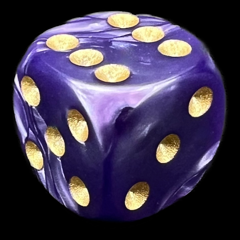 D&G Pearl Purple & Gold 16mm D6 Spot Dice