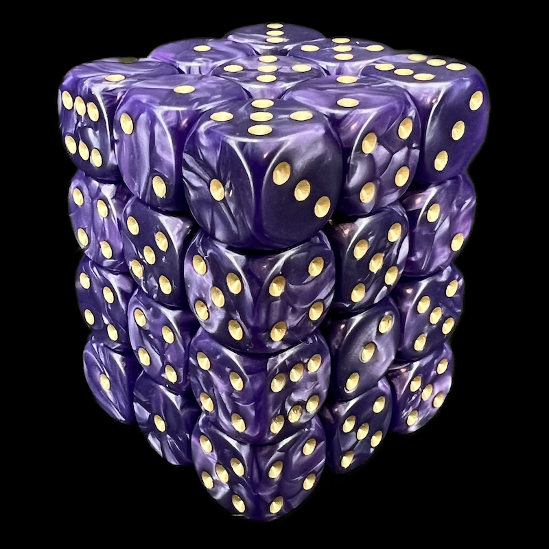 D&G Pearl Purple & Gold 36 x D6 Dice Set