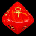 D&G Pearl Red & Gold Ankh D10 Dice