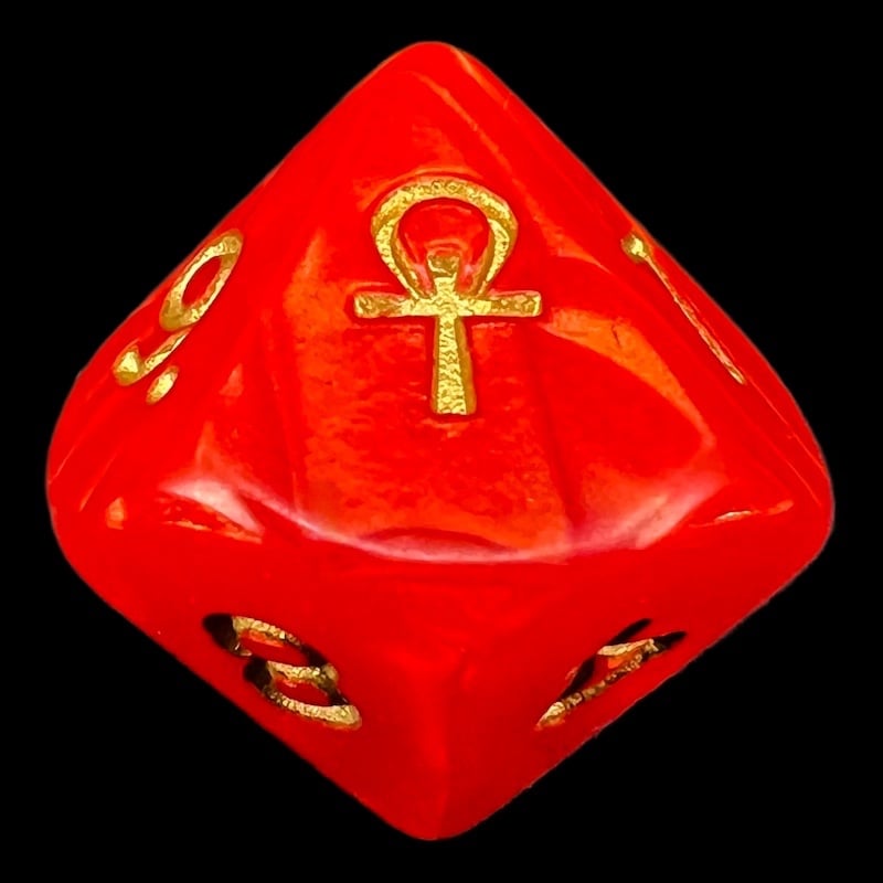 D&G Pearl Red & Gold Ankh D10 Dice