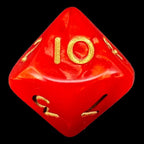 D&G Pearl Red & Gold Ankh D10 Dice