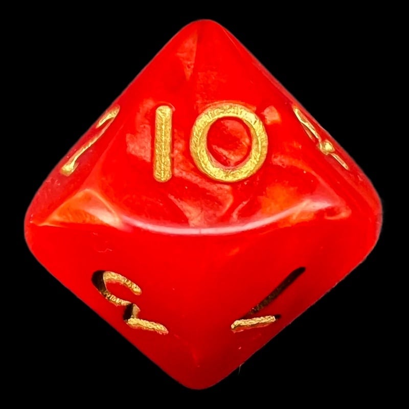 D&G Pearl Red & Gold Ankh D10 Dice