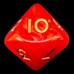 D&G Pearl Red & Gold Ankh 10 x D10 Dice Set