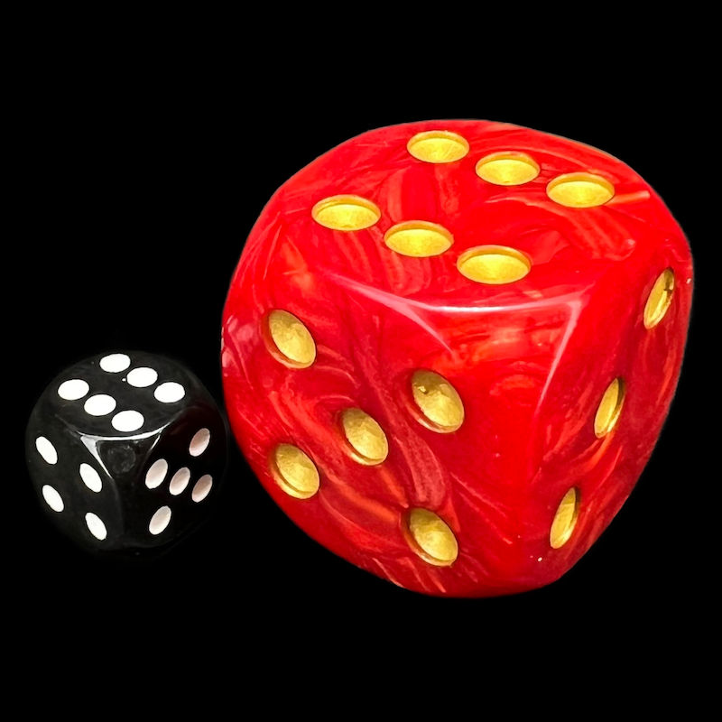 D&G Pearl Red & Gold MASSIVE 36mm D6 Spot Dice