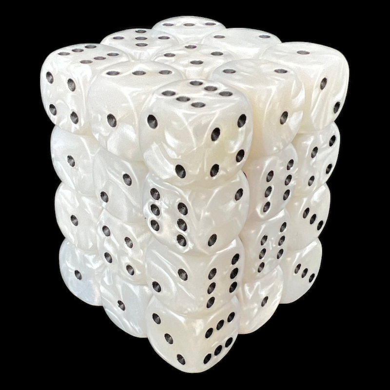 D&G Pearl White & Black 36 x D6 Dice Set