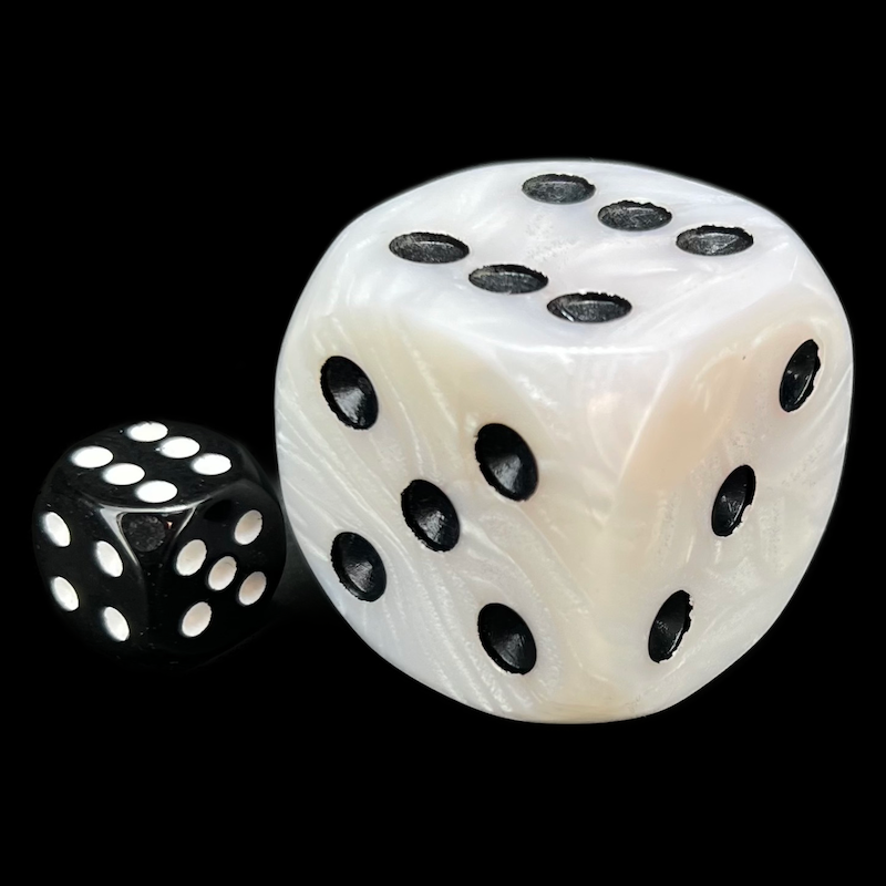 D&G Pearl White & Black MASSIVE 36mm D6 Spot Dice