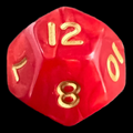 D&G Pearl Red & Gold D12 Dice