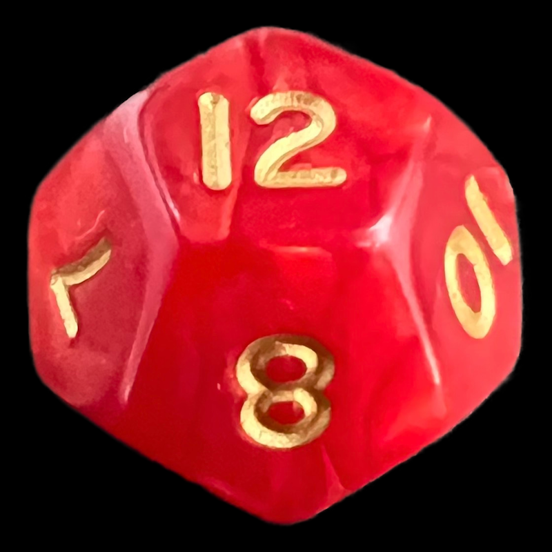 D&G Pearl Red & Gold D12 Dice