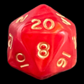 D&G Pearl Red & Gold D20 Dice