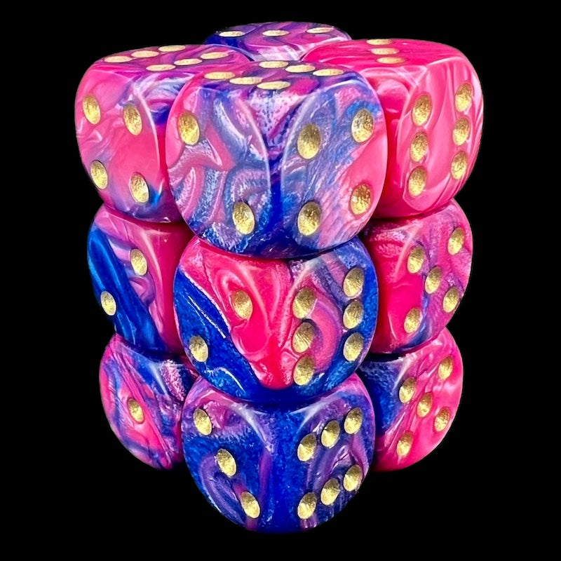 D&G Toxic Acid Pink & Blue 12 x D6 Dice Set