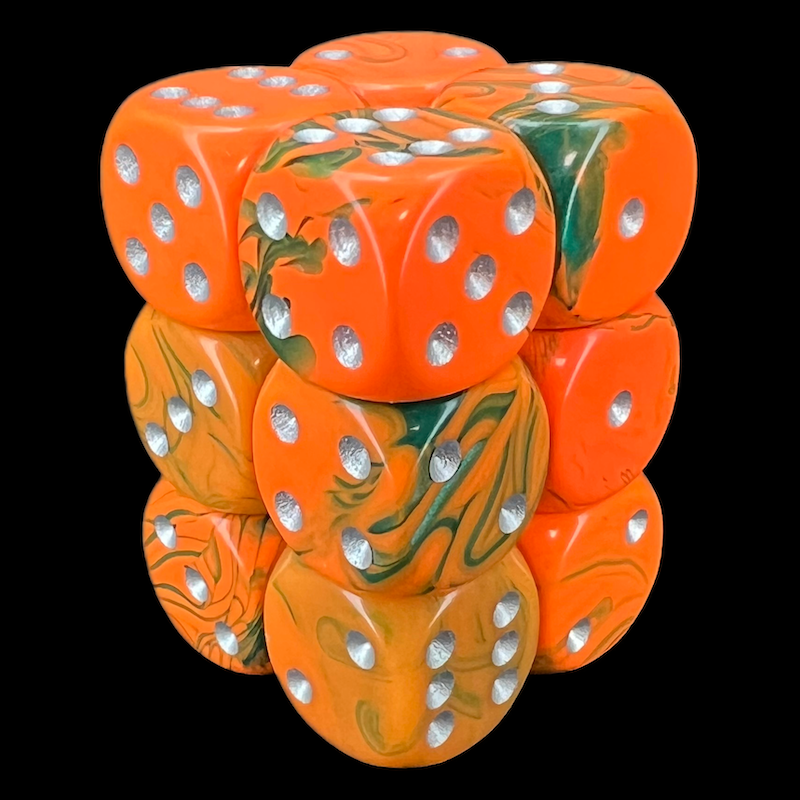 D&G Toxic Chemical Orange & Green 12 x D6 Dice Set