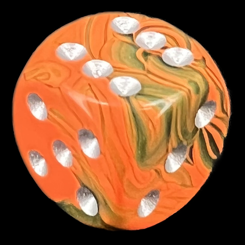 D&G Toxic Chemical Orange & Green 15mm D6 Spot Dice
