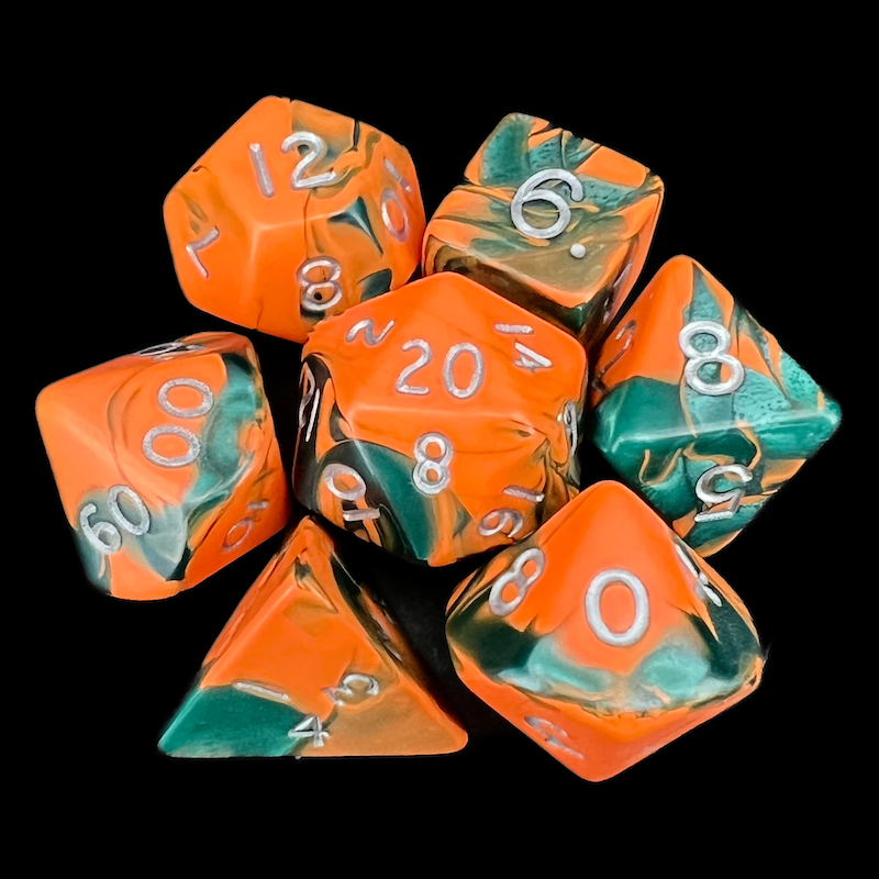 D&G Toxic Chemical Orange & Green 7 Dice Polyset