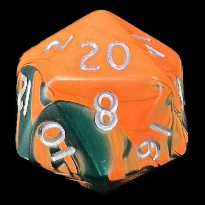D&G Toxic Chemical Orange & Green D20 Dice
