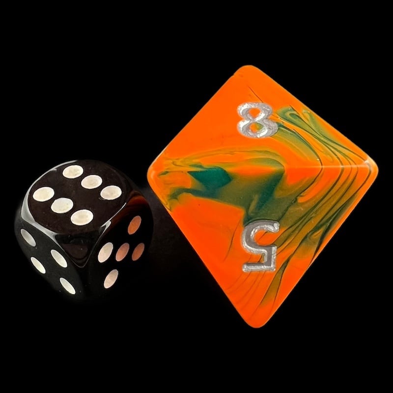 D&G Toxic Chemical Orange & Green  JUMBO 34mm D8 Dice