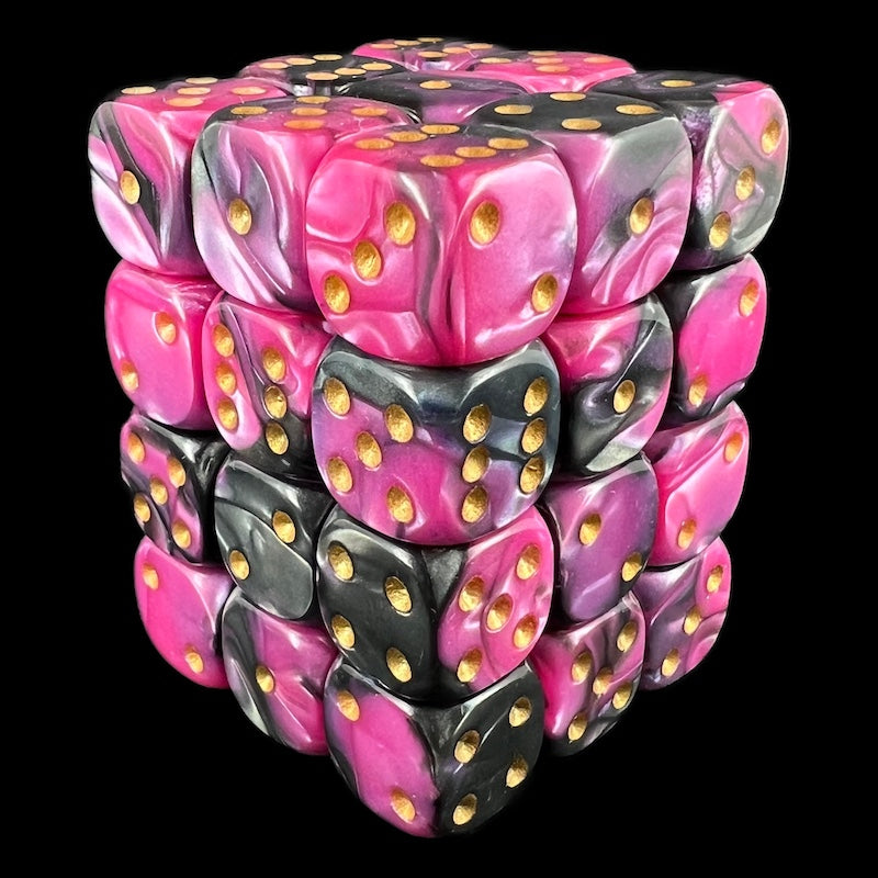 D&G Toxic Fallout Pink & Black 36 x D6 Dice Set
