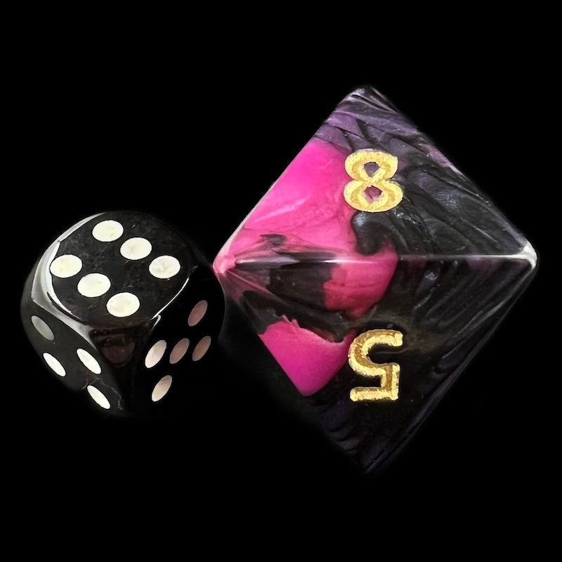 D&G Toxic Fallout Purple & Black  JUMBO 34mm D8 Dice