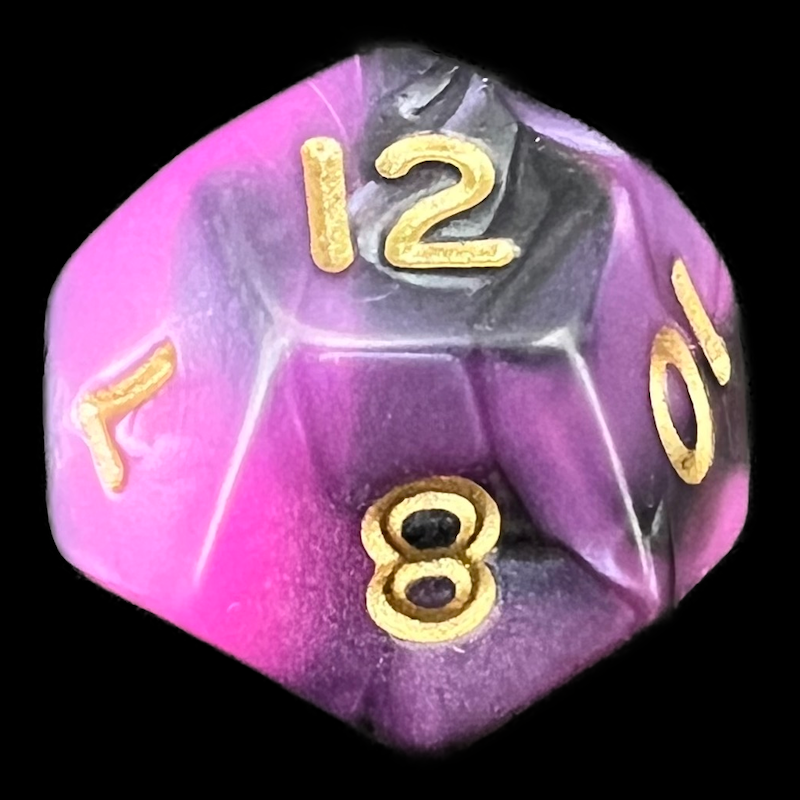D&G Toxic Fallout Pink & Black D12 Dice