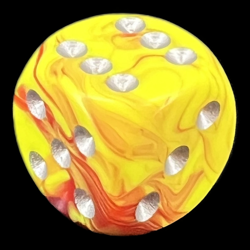 D&G Toxic Ooze Yellow & Red 15mm D6 Spot Dice
