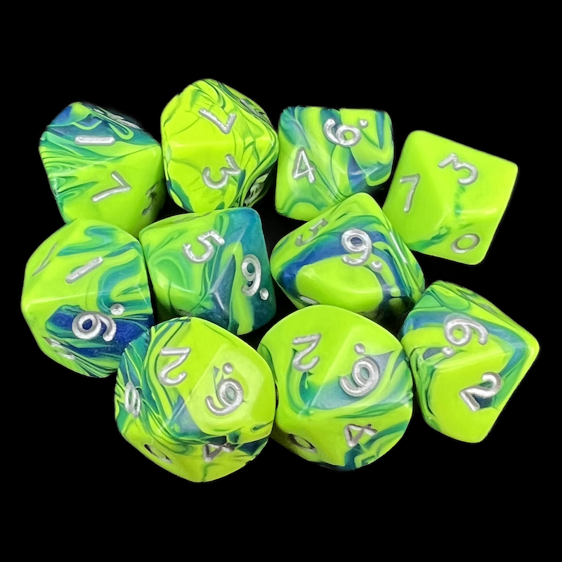 D&G Toxic Slime Green & Blue 10 x D10 Dice Set