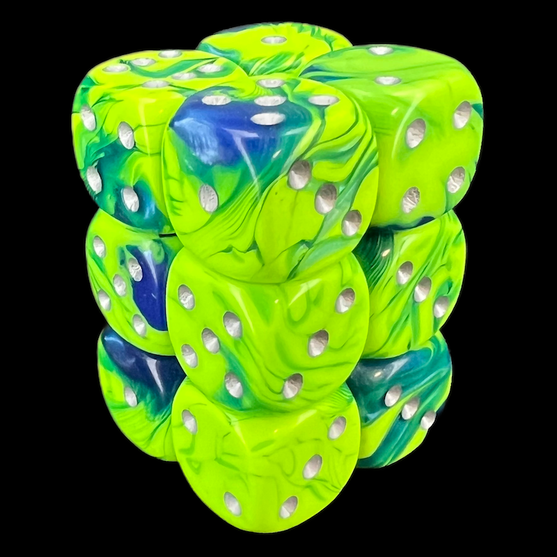 D&G Toxic Slime Green & Blue 12 x D6 Dice Set