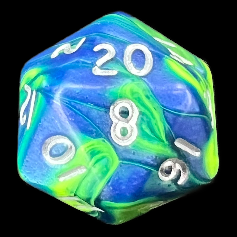 D&G Toxic Slime Green & Blue D20 Dice