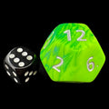 D&G Toxic Slime Green & Blue  JUMBO 34mm D12 Dice