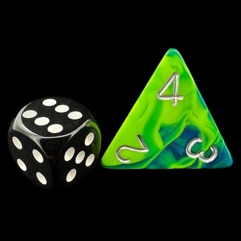 D&G Toxic Slime Green & Blue  JUMBO 34mm D4 Dice