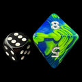 D&G Toxic Slime Green & Blue  JUMBO 34mm D8 Dice