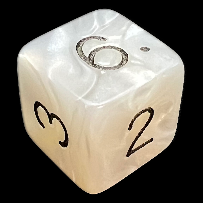 D&G Pearl White & Black D6 Dice