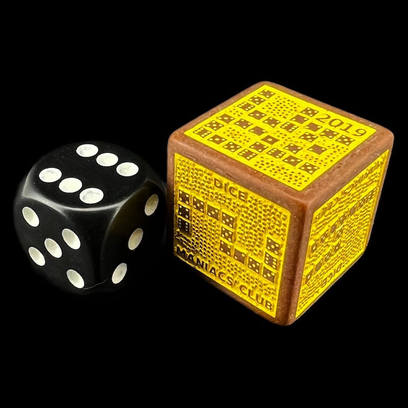HALF PRICE CLEARANCE Dice Maniacs Club DMC Opaque Brown & Yellow 2019 LARGE 22mm D6 Dice LTD EDITION