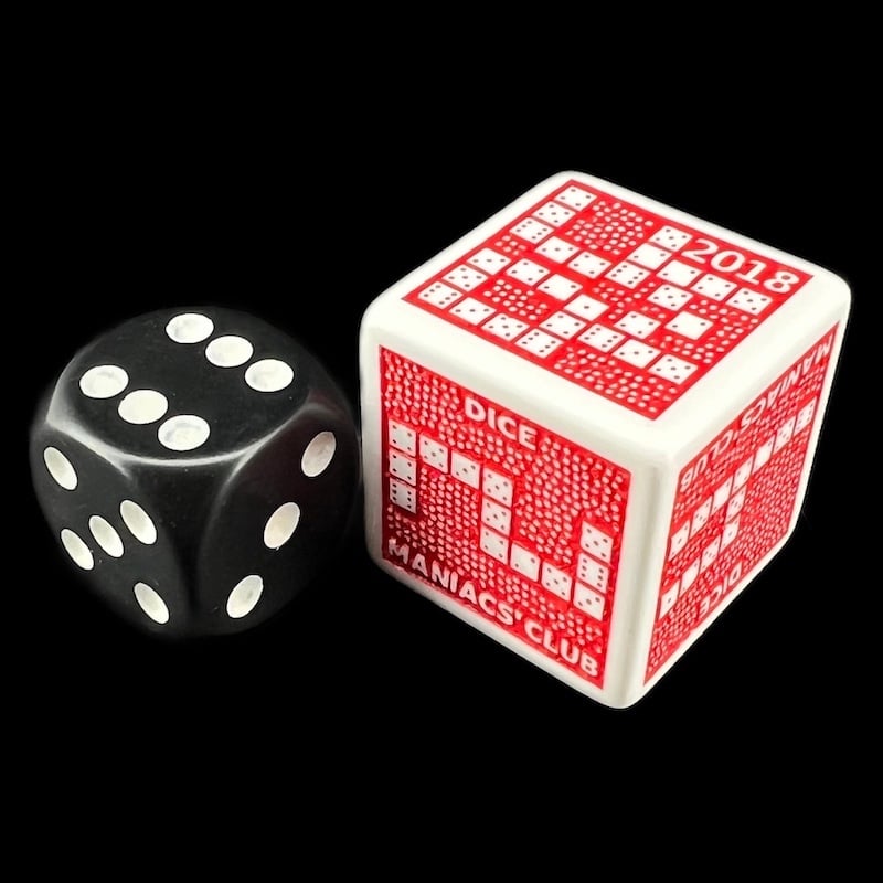 HALF PRICE CLEARANCE Dice Maniacs Club DMC Opaque White & Red 2018 LARGE 22mm D6 Dice LTD EDITION