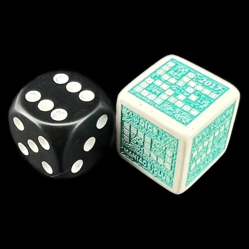 HALF PRICE CLEARANCE Dice Maniacs Club DMC Opaque White & Turquoise 2017 18mm D6 Dice LTD EDITION