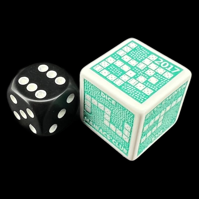 HALF PRICE CLEARANCE Dice Maniacs Club DMC Opaque White & Turquoise 2017 LARGE 22mm D6 Dice LTD EDITION