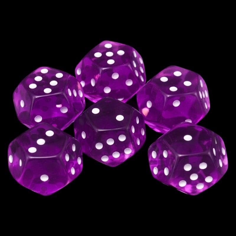 DodecaDice Double D6 Bright Gem Amethyst 12 Sided 6 x D6 Dice Set