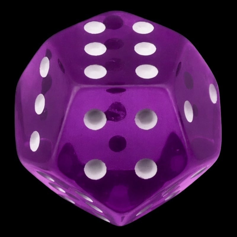DodecaDice Double D6 Bright Gem Amethyst 12 Sided Spot D6 Dice