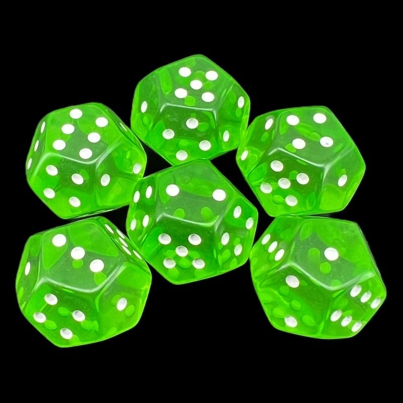 DodecaDice Double D6 Bright Gem Emerald 12 Sided 6 x D6 Dice Set