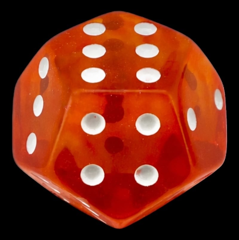 DodecaDice Double D6 Bright Gem Fire Opal 12 Sided Spot D6 Dice