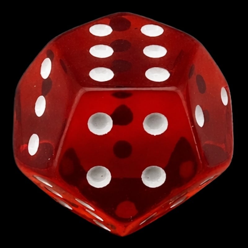 DodecaDice Double D6 Bright Gem Ruby 12 Sided Spot D6 Dice