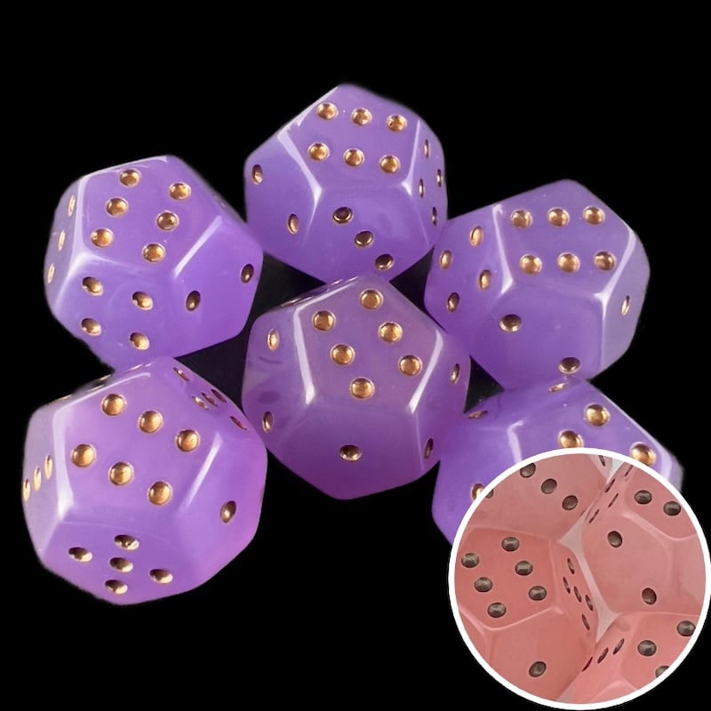 DodecaDice Double D6 Heat Colour Changing Relief 12 Sided Spot 6 x D6 Dice Set