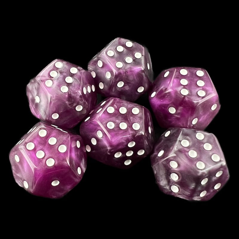 DodecaDice Double D6 Duel Purple & Steel 12 Sided 6 x D6 Dice Set