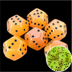 DodecaDice Double D6 Frost Fire Glow in the Dark 12 Sided Spot 6 x D6 Dice Set
