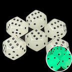 DodecaDice Double D6 Frost White Glow in the Dark 12 Sided Spot 6 x D6 Dice Set