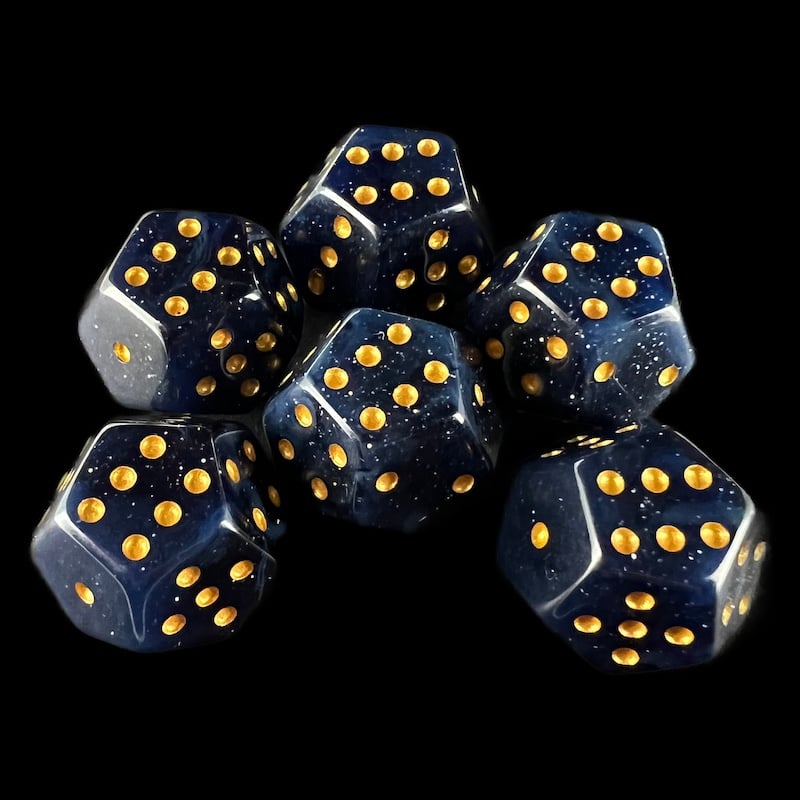 DodecaDice Double D6 Galaxy Glitter Universe 12 Sided 6 x D6 Dice Set