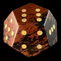 DodecaDice Gemstone Obsidian Mahogany & Gold Double D6 12 Sided Spot D6 Dice