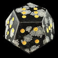 DodecaDice Gemstone Obsidian Snow & Gold Double D6 12 Sided Spot D6 Dice