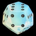 DodecaDice Double D6 Gemstone Opalite & Black 12 Sided Spot D6 Dice